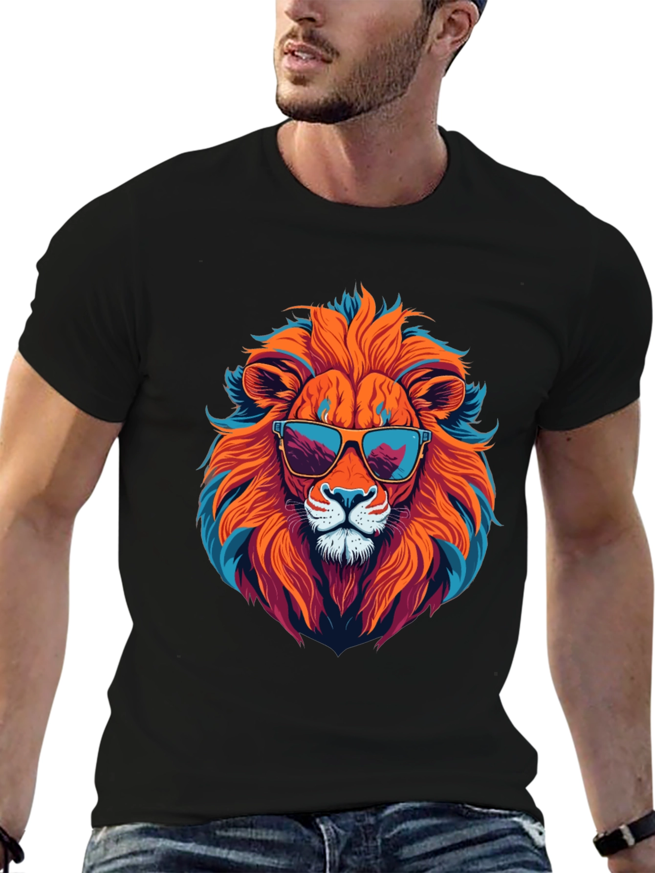 Cool Lion Graphic Tee - Black Unisex T-Shirt