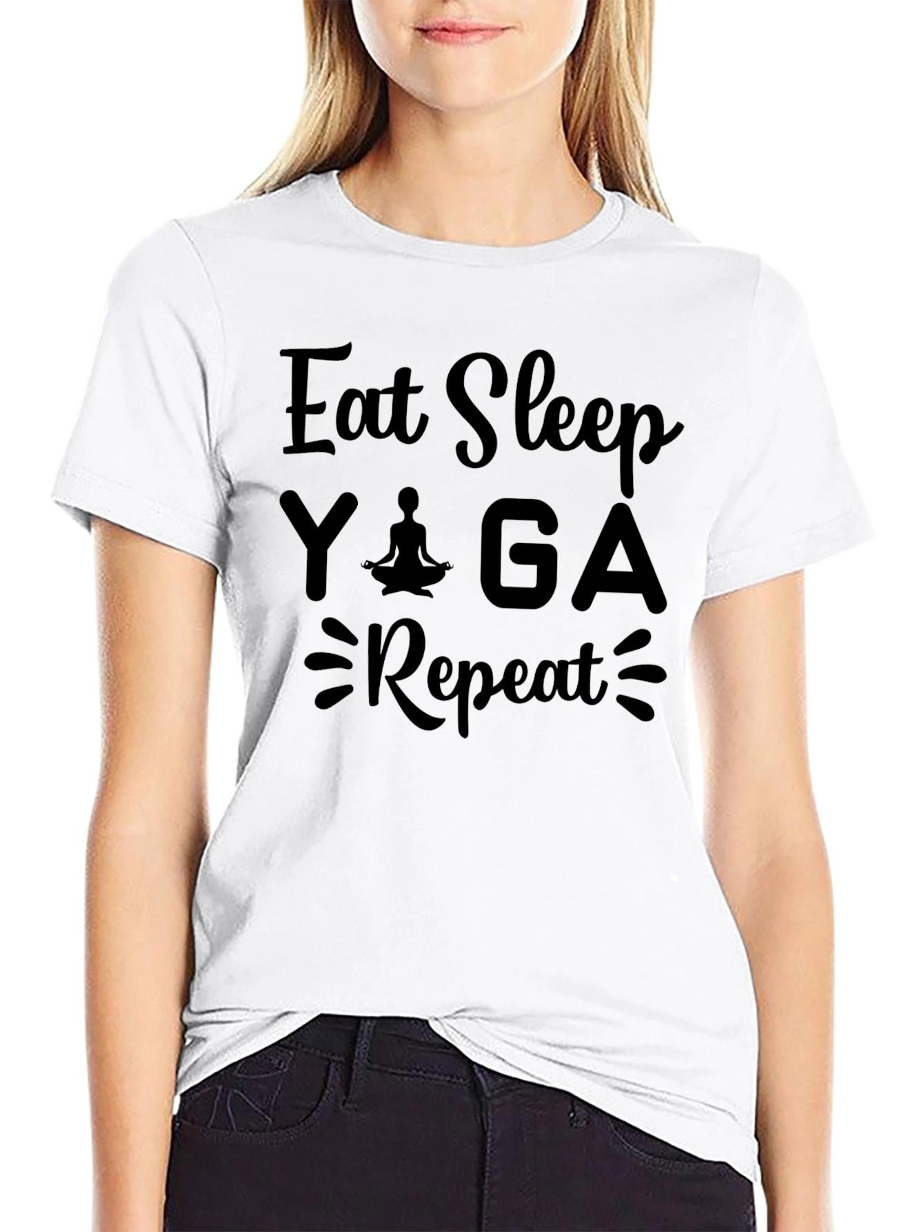 Eat Sleep Yoga Repeat Black T-Shirt