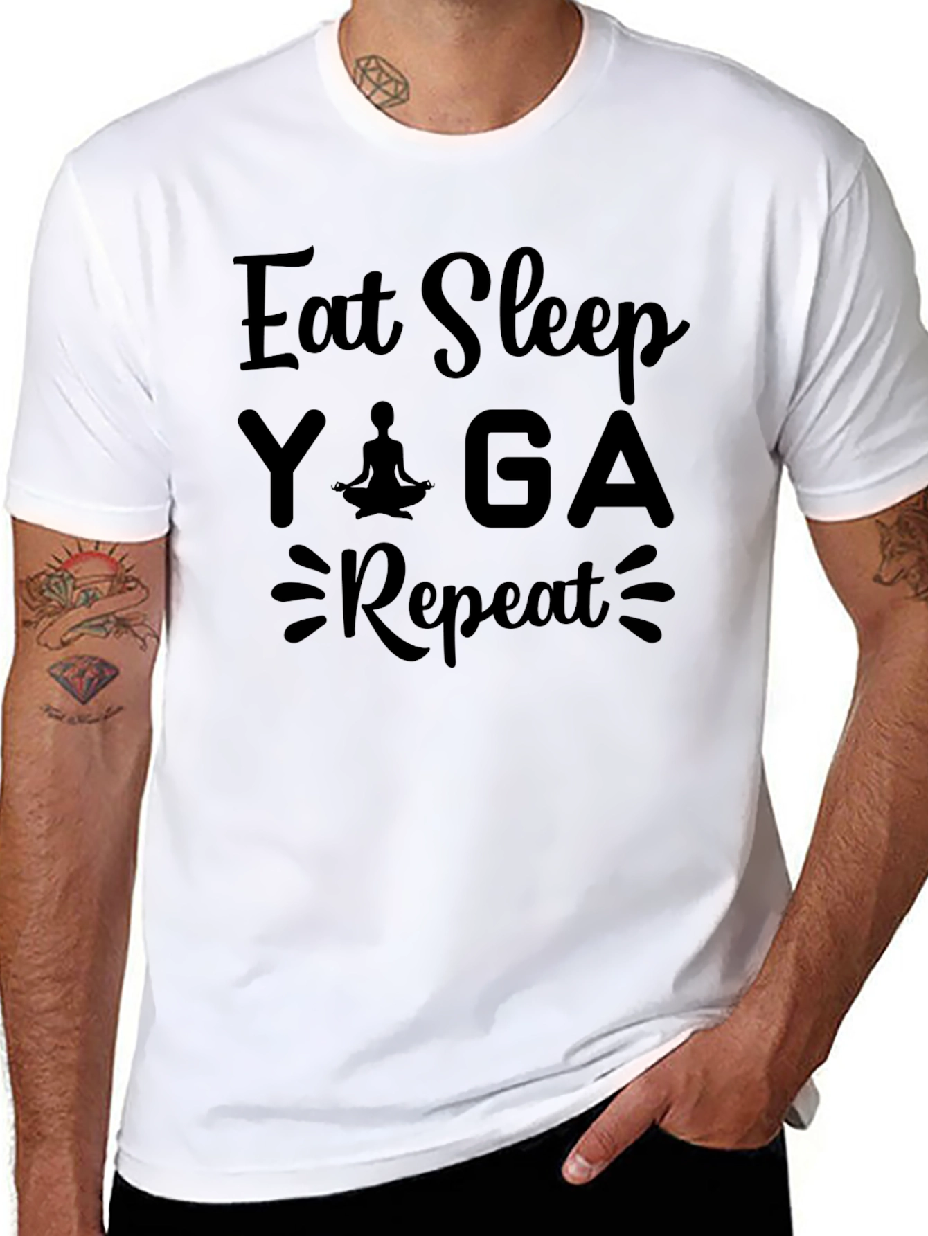 Eat Sleep Yoga Repeat Black T-Shirt