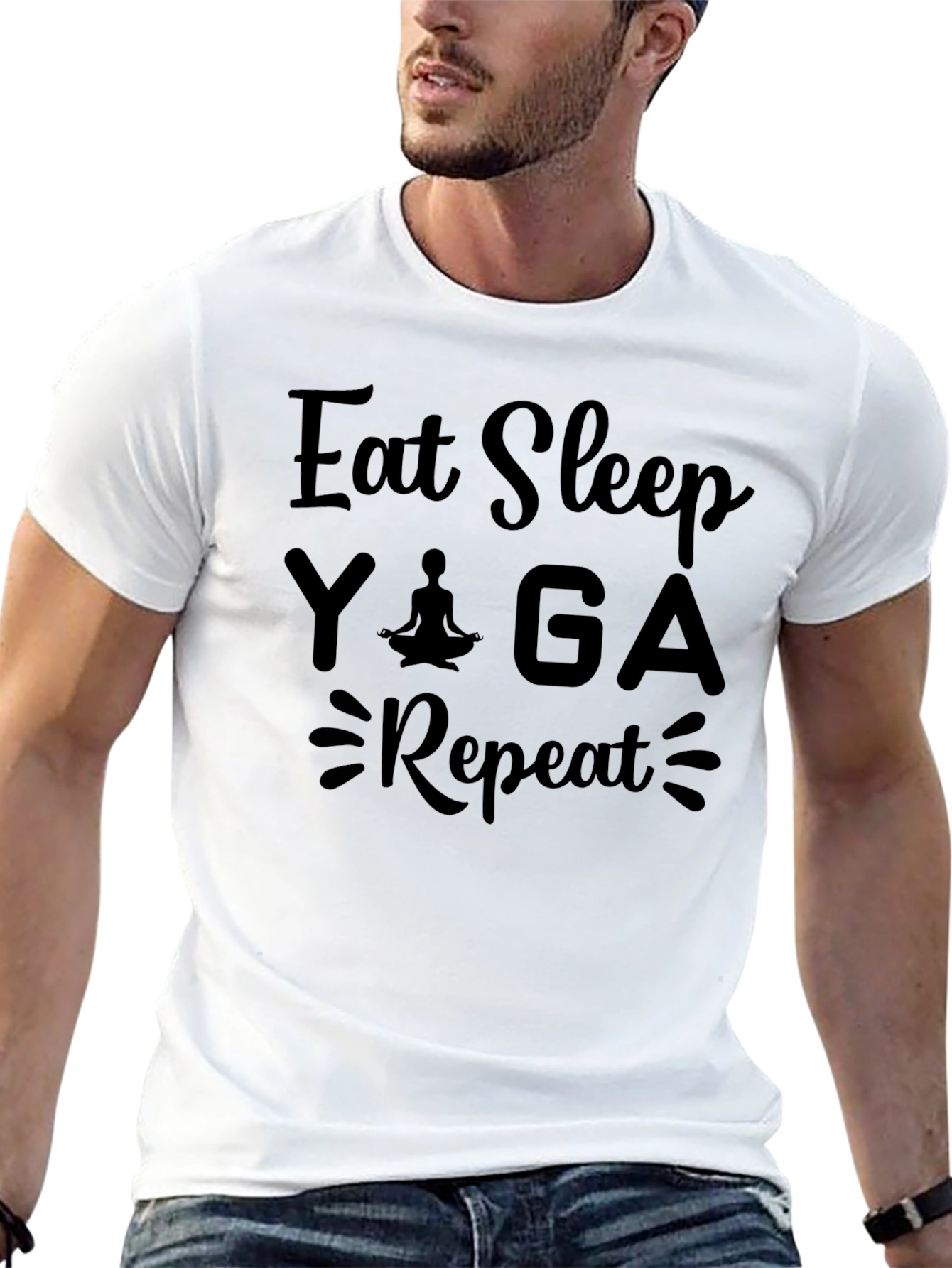 Eat Sleep Yoga Repeat Black T-Shirt