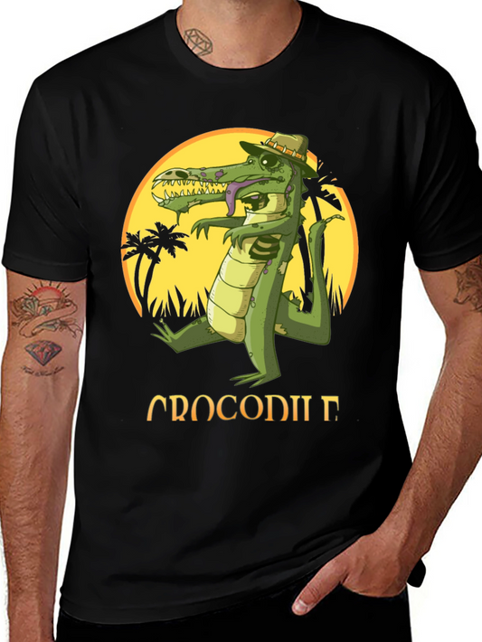 Cool Crocodile Cartoon Graphic T-Shirt