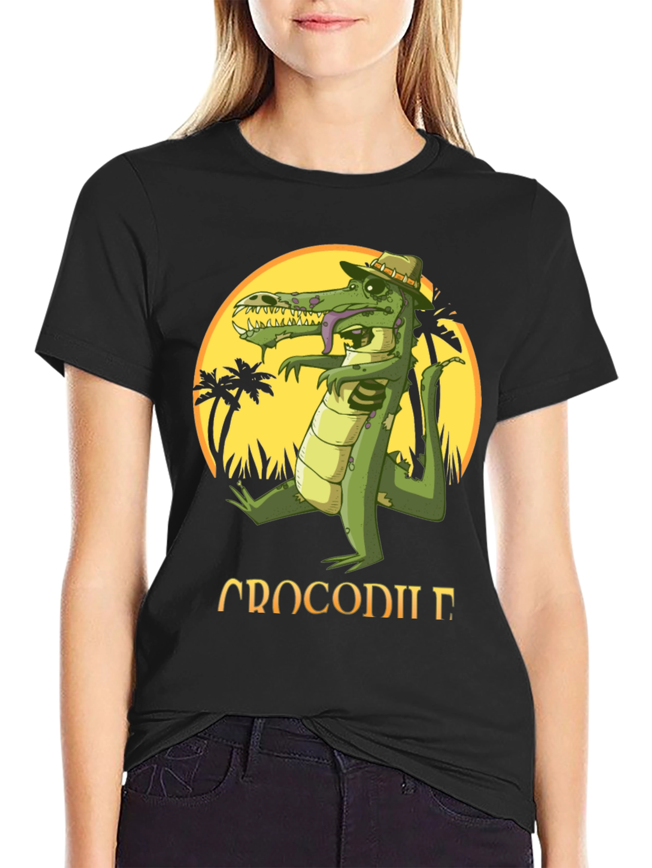 Cool Crocodile Cartoon Graphic T-Shirt