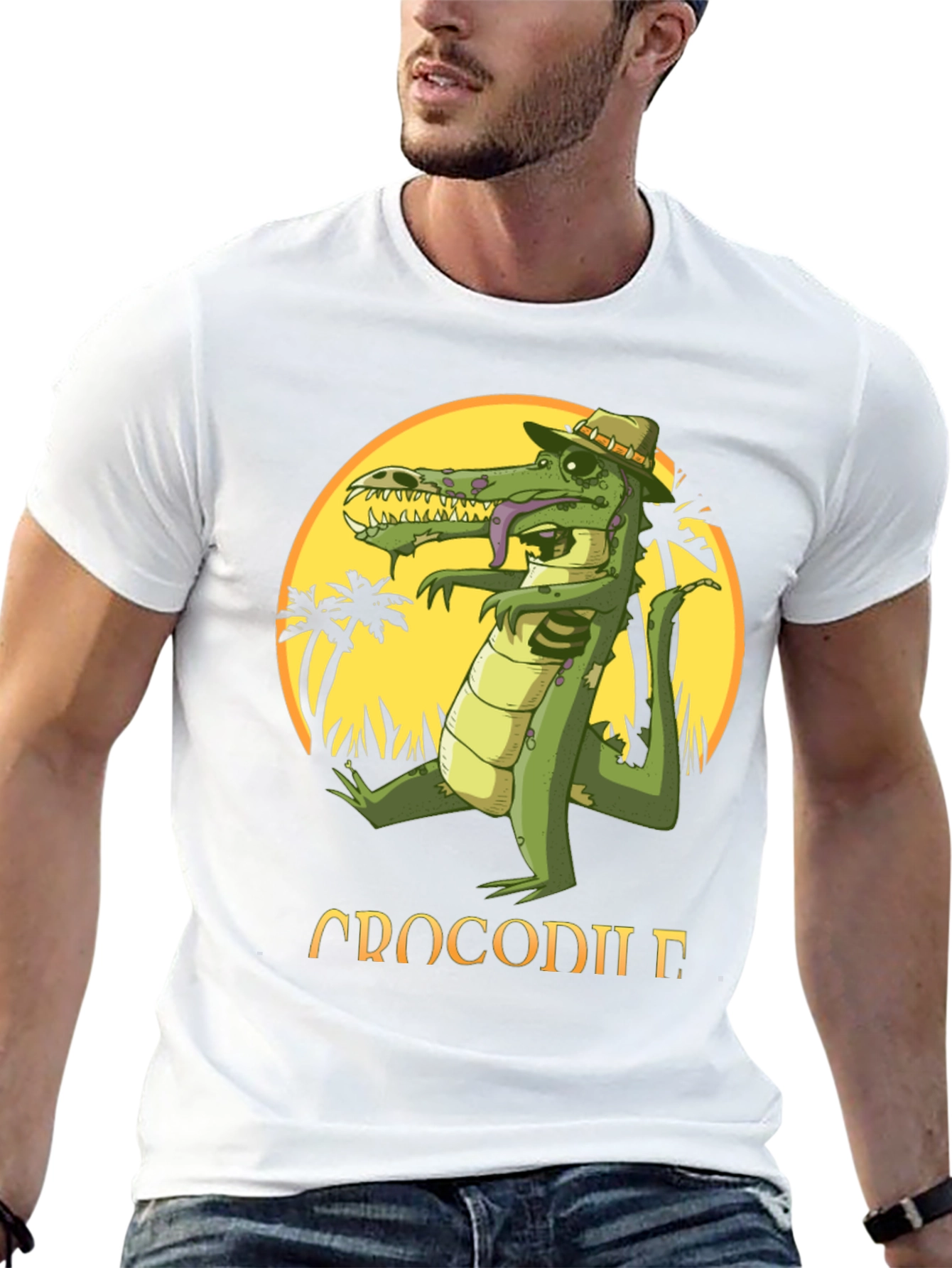Cool Crocodile Cartoon Graphic T-Shirt
