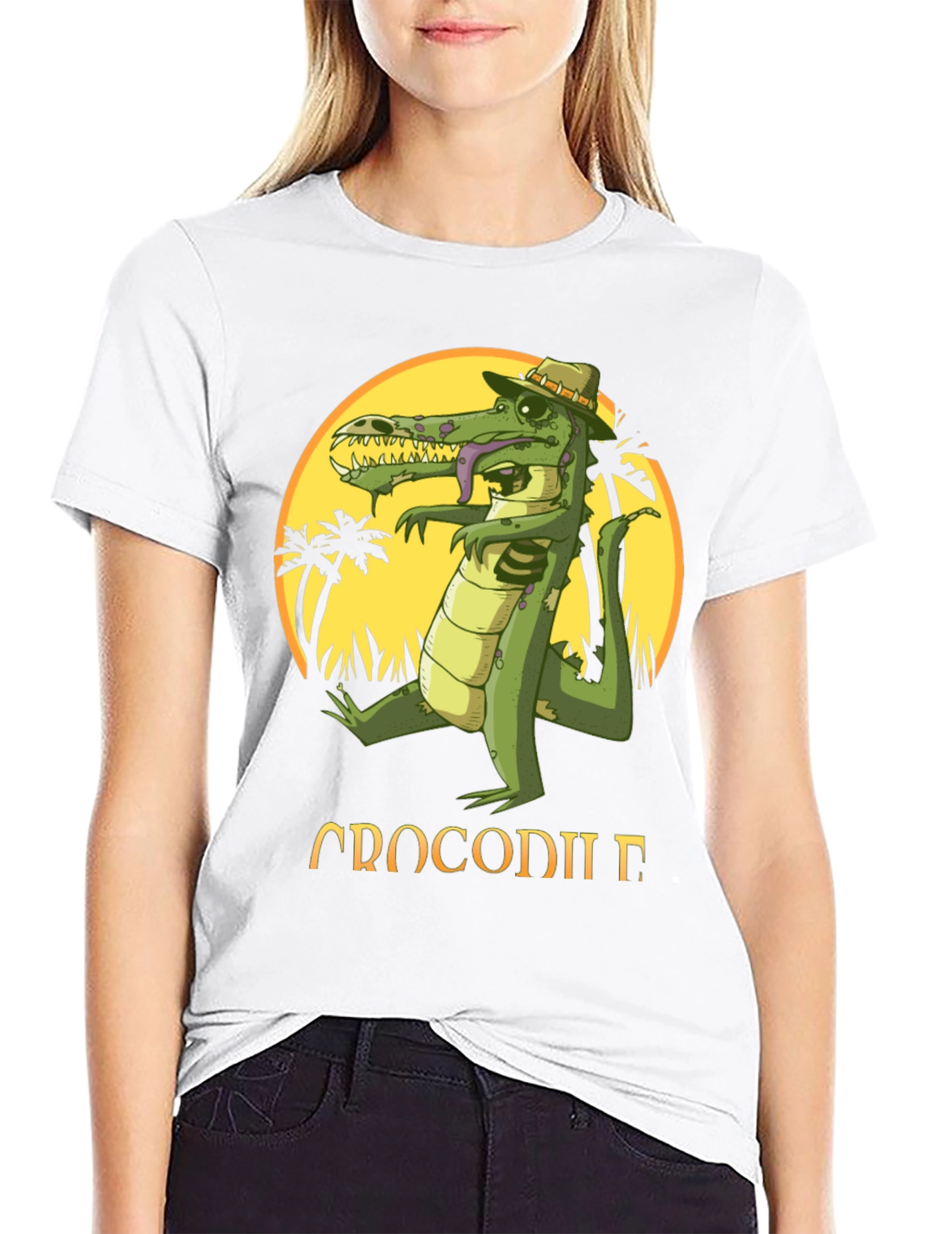 Cool Crocodile Cartoon Graphic T-Shirt