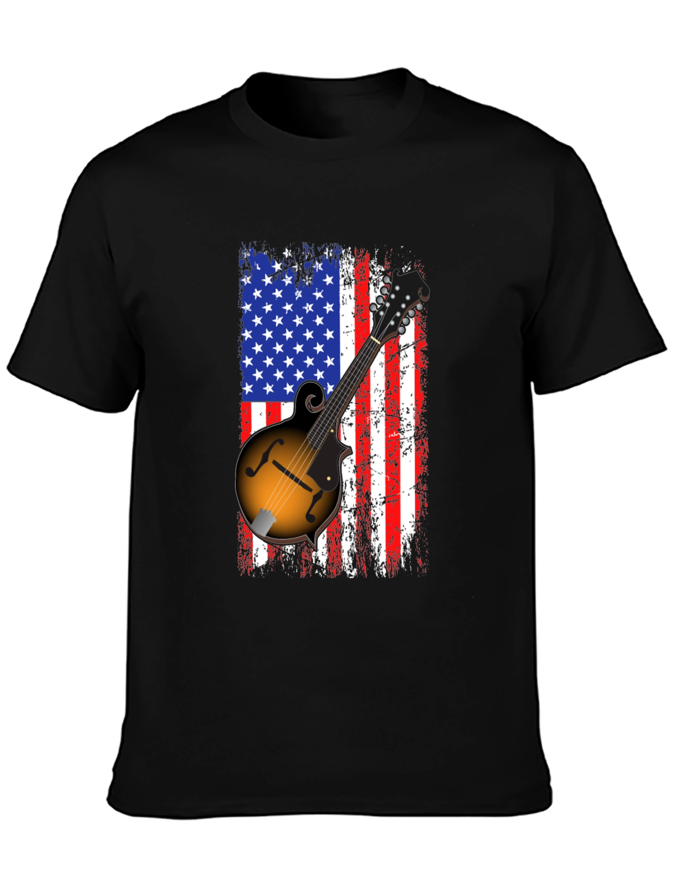 American Flag Mandolin Graphic T-Shirt