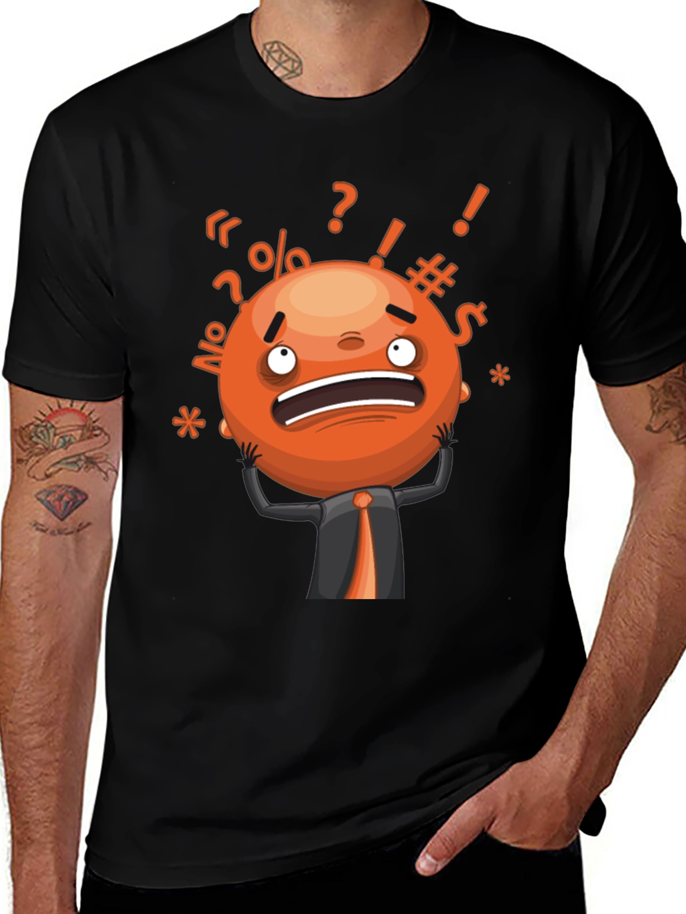 Stressed Out Emoji Graphic T-Shirt - Black