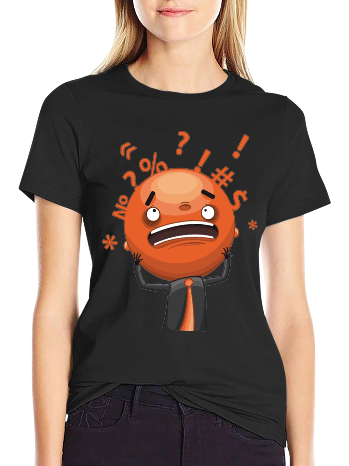 Stressed Out Emoji Graphic T-Shirt - Black
