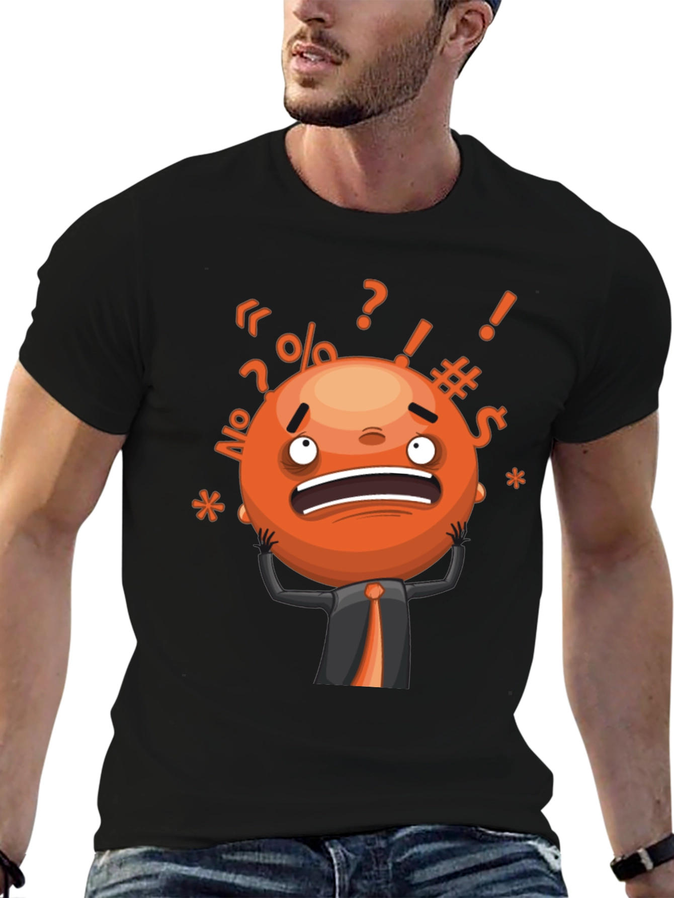 Stressed Out Emoji Graphic T-Shirt - Black