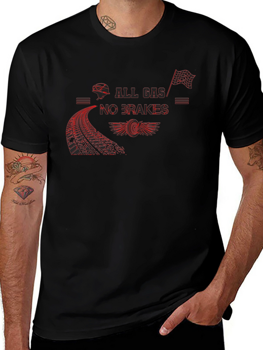 All Gas No Brakes Graphic Tee - Black Cotton Shirt