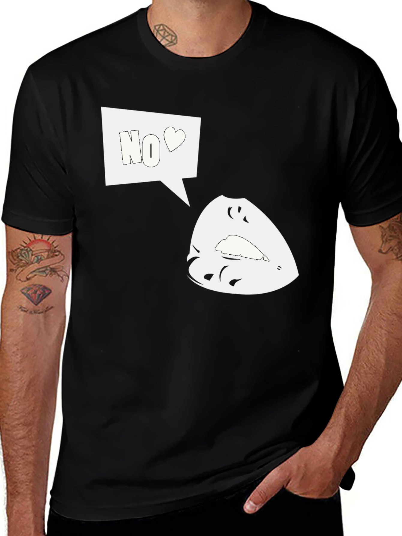 Funny No Lips Graphic T-Shirt - Cool Design