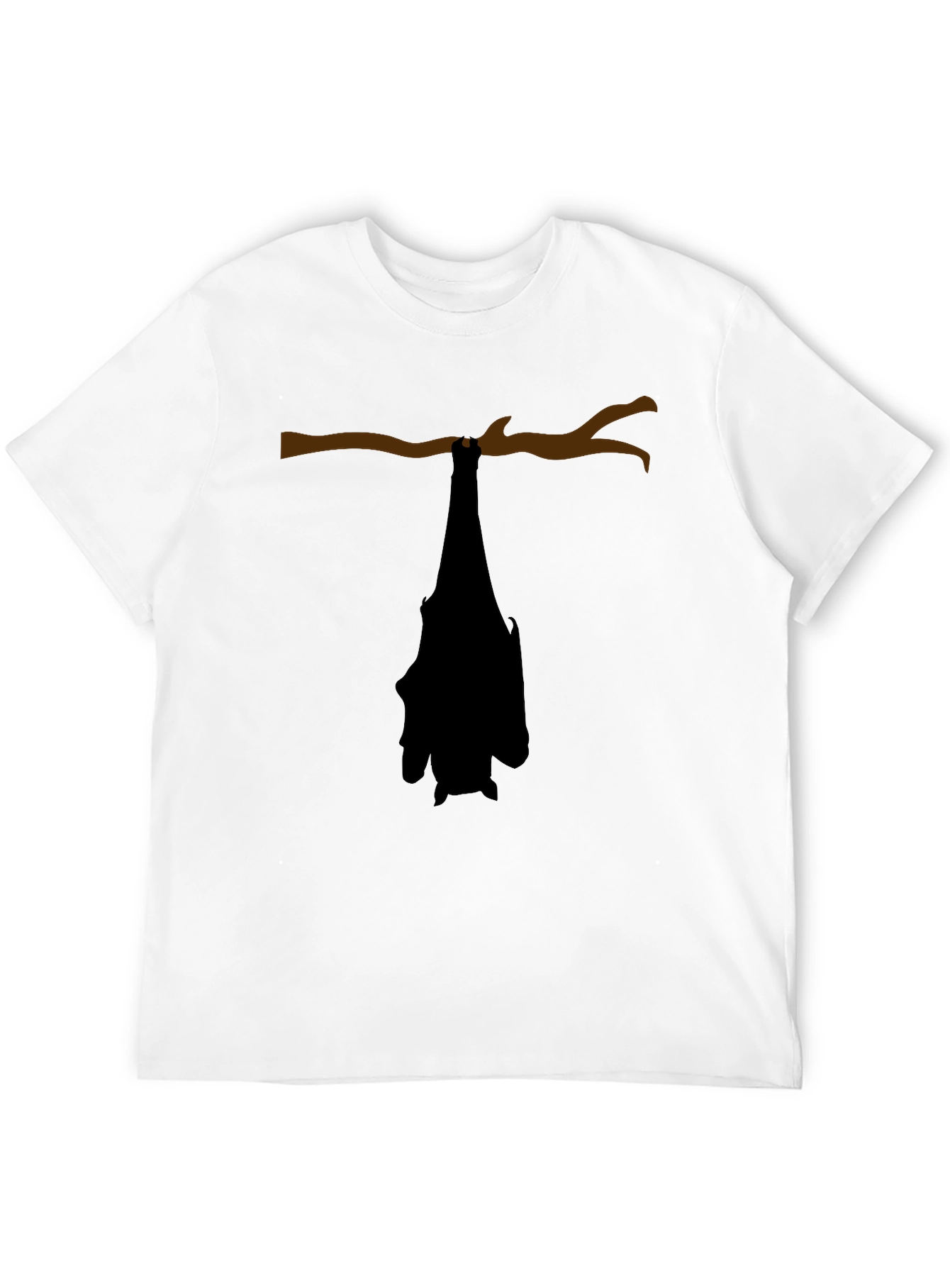 Hanging Bat Graphic Tee - Black Cotton Casual Top