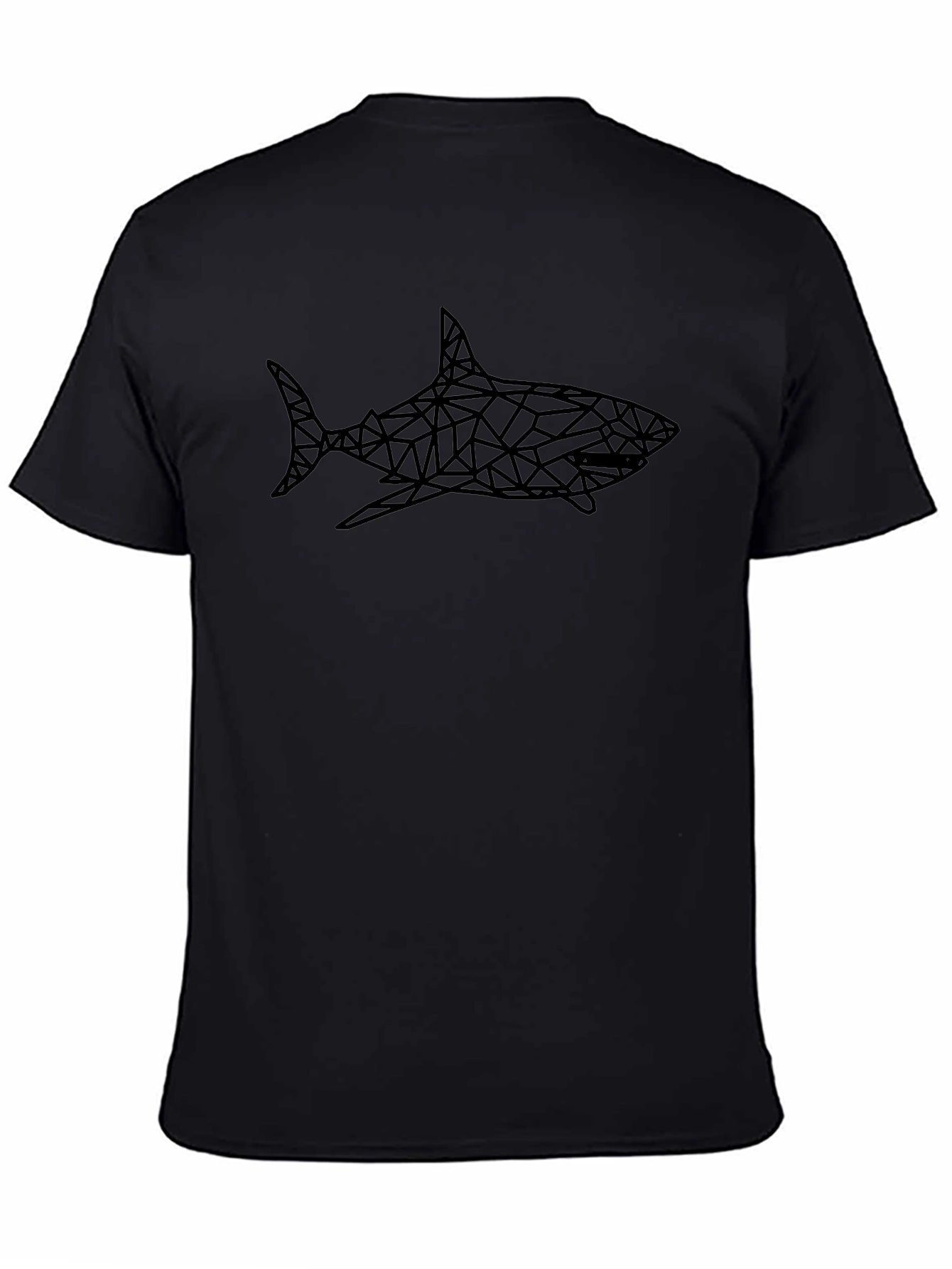Geometric Shark Graphic Black T-Shirt