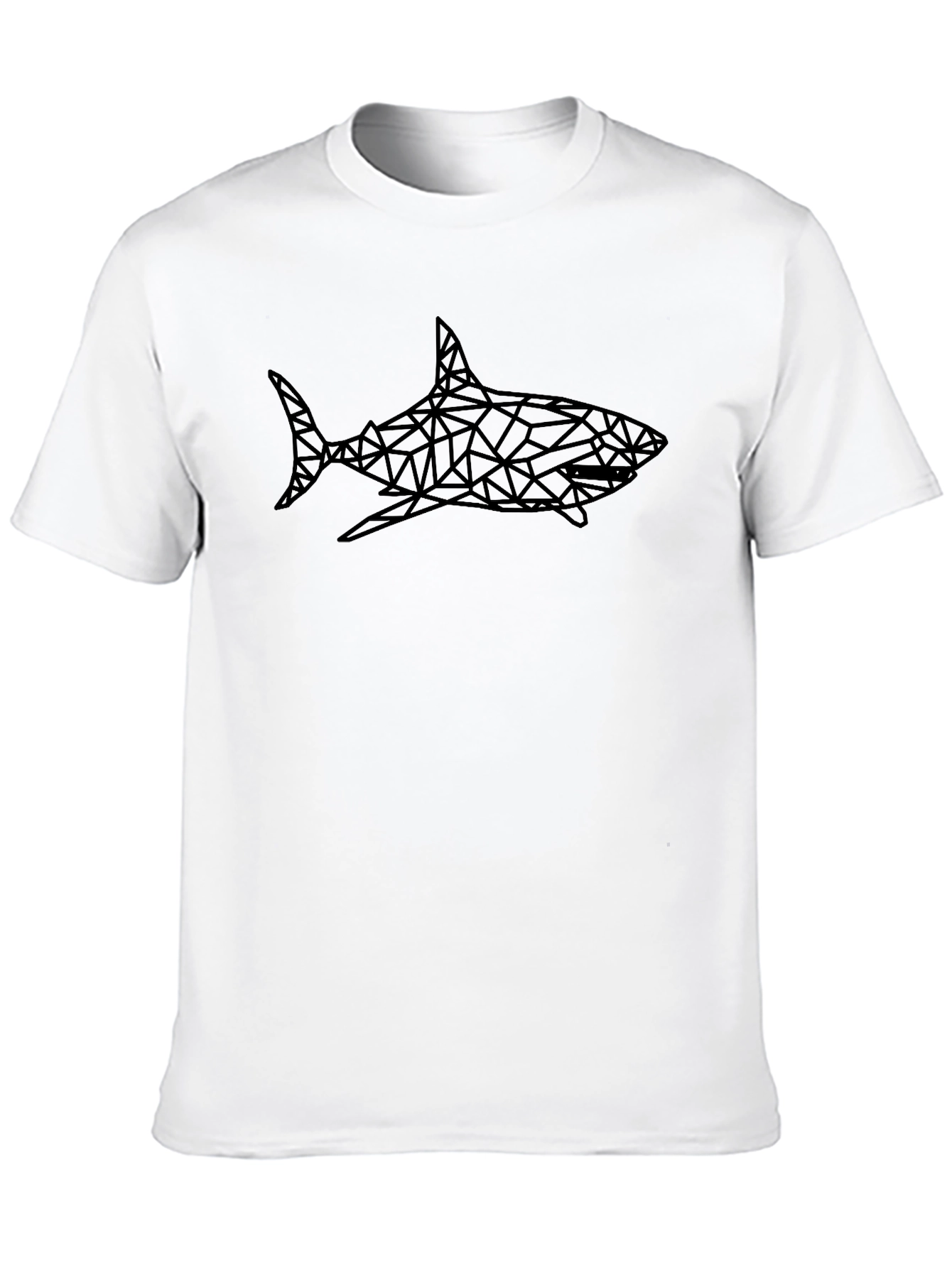 Geometric Shark Graphic Black T-Shirt
