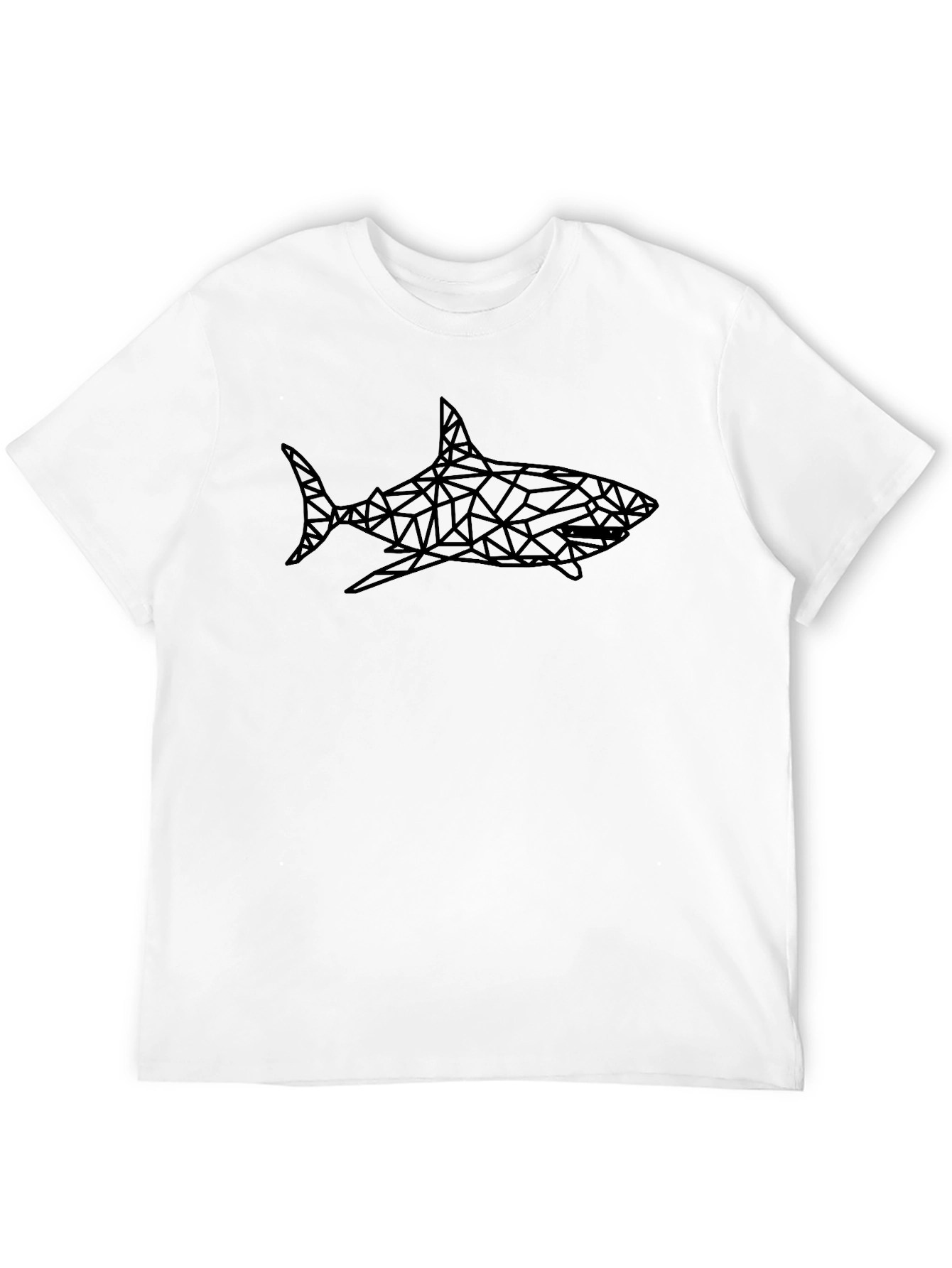 Geometric Shark Graphic Black T-Shirt