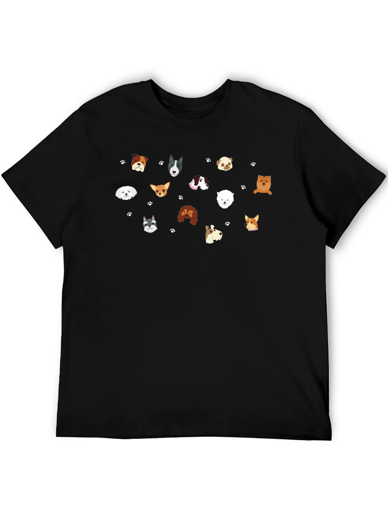 Dog Breed Print Black T-Shirt