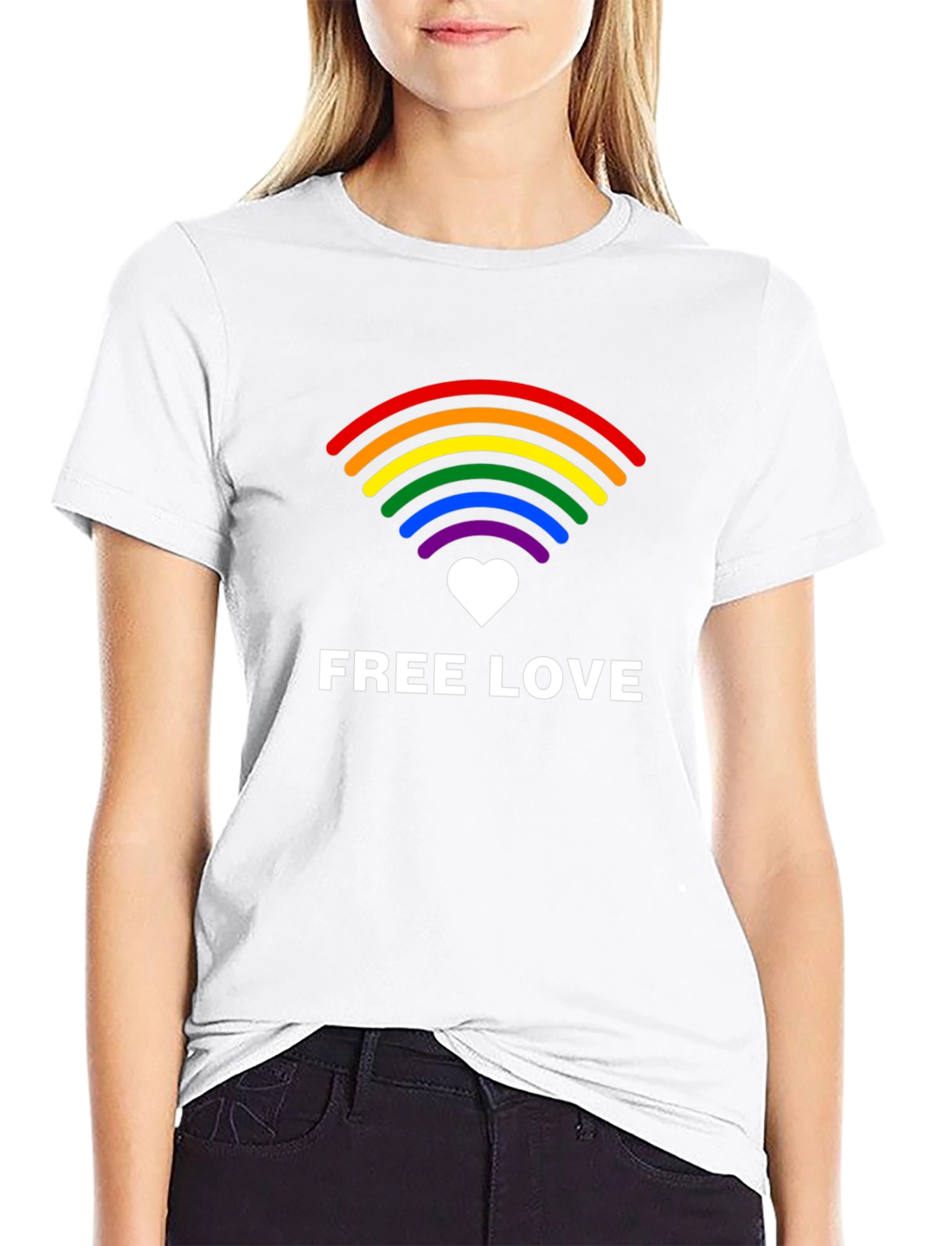 Free Love LGBTQ+ Rainbow Graphic Tee