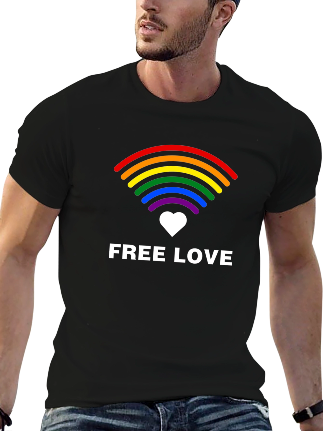 Free Love LGBTQ+ Rainbow Graphic Tee