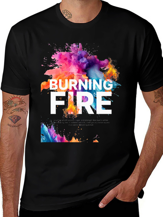Burning Fire Graphic Tee - Unique Design
