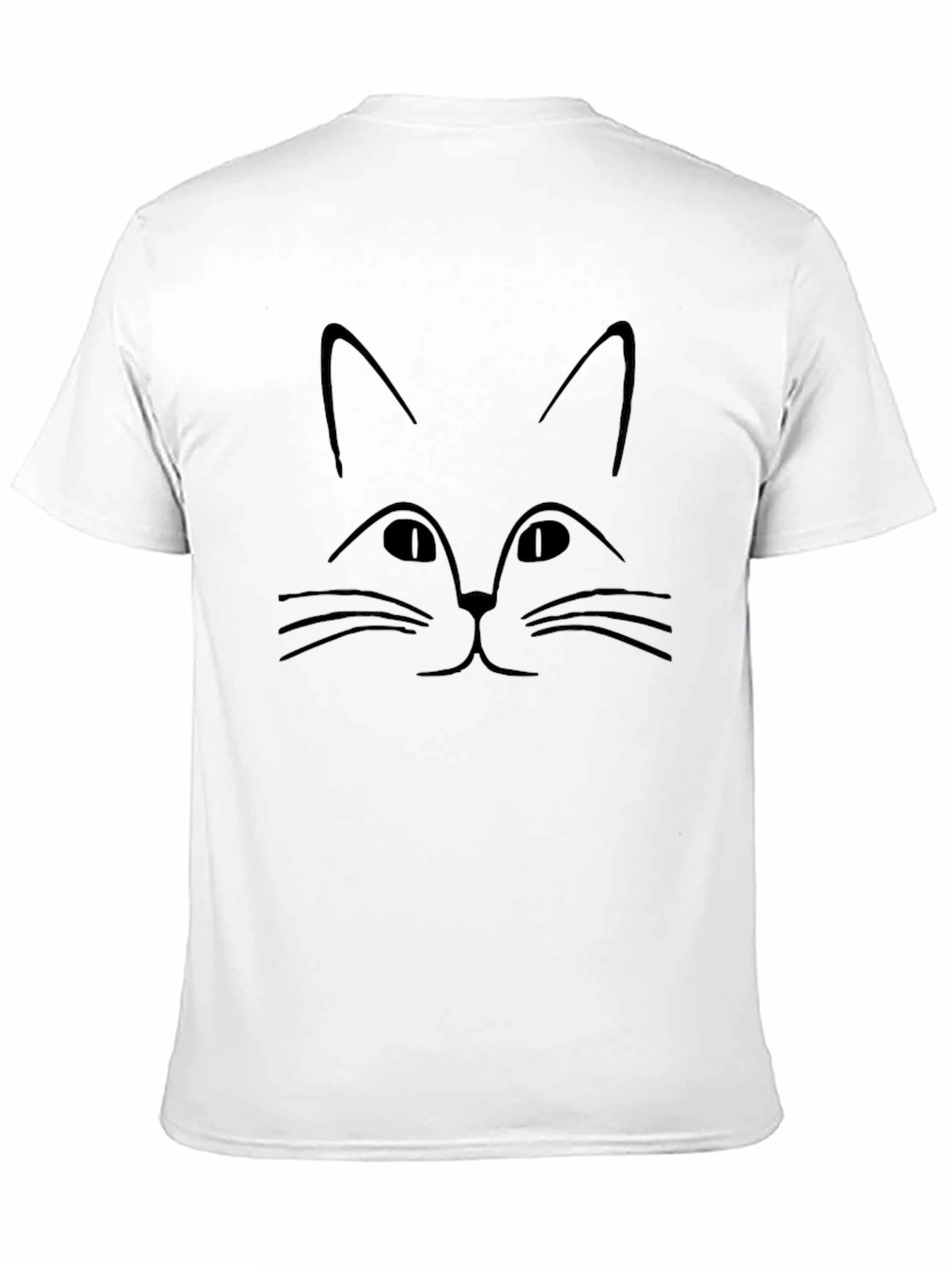 Minimalist Cat Face Graphic Black T-Shirt