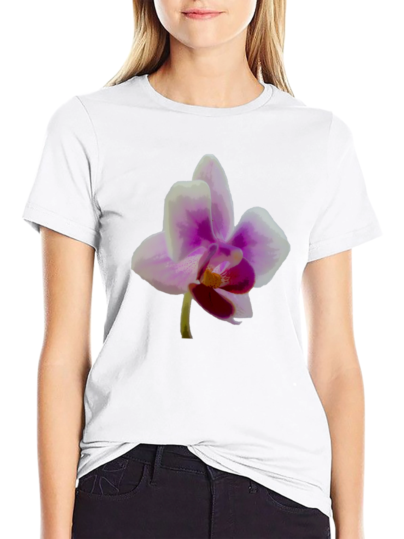 Floral Graphic Tee - Orchid Design