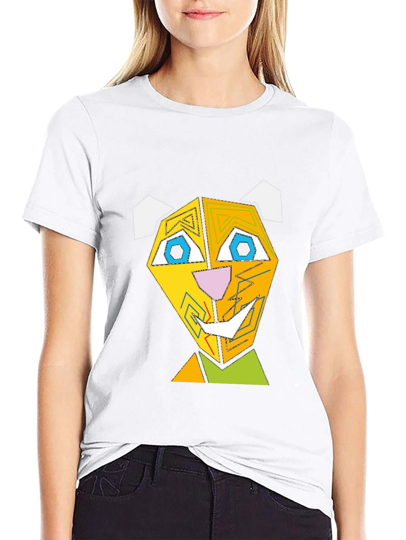 Geometric Animal Face Graphic T-Shirt