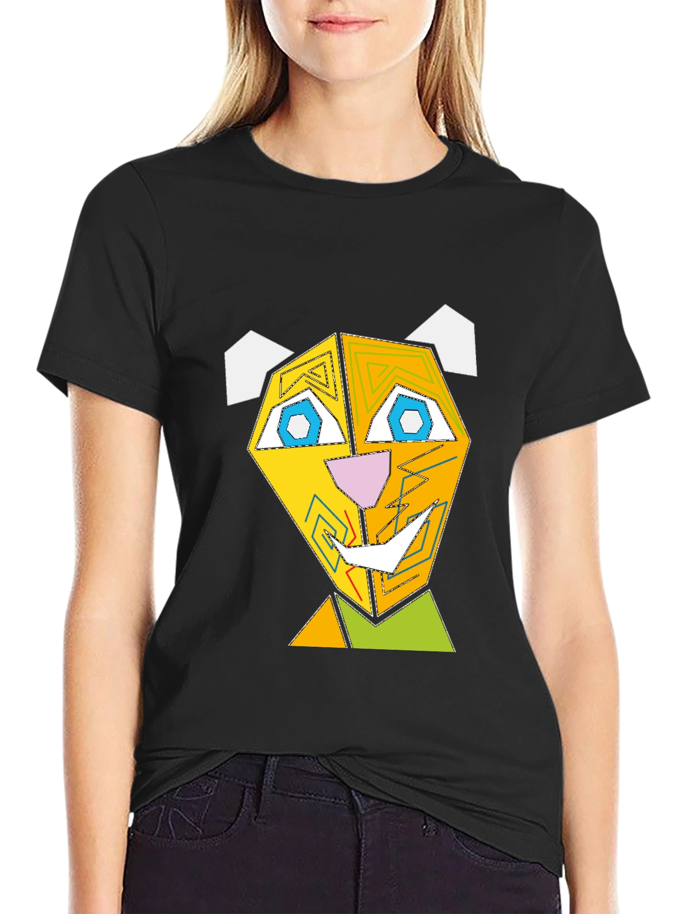 Geometric Animal Face Graphic T-Shirt