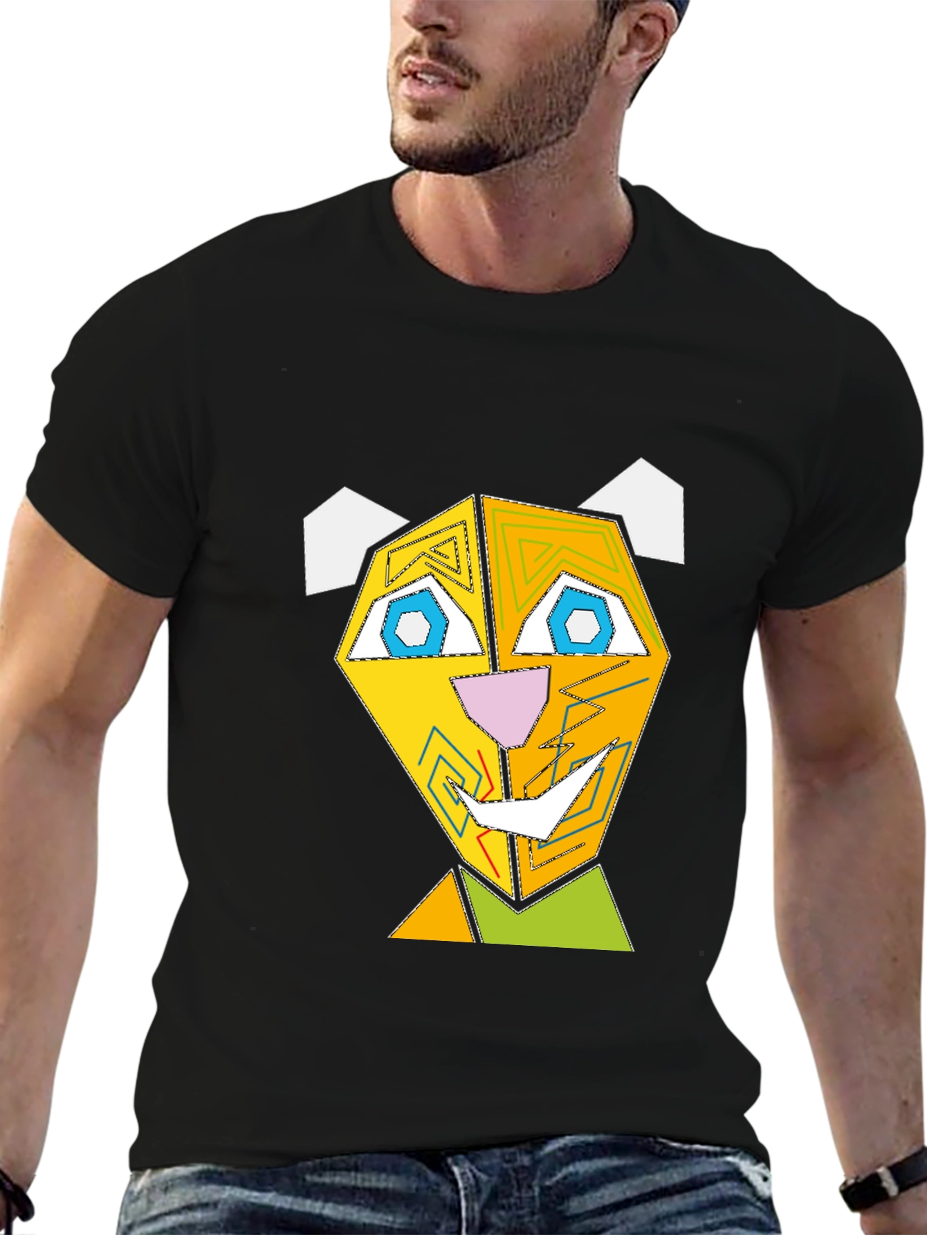 Geometric Animal Face Graphic T-Shirt