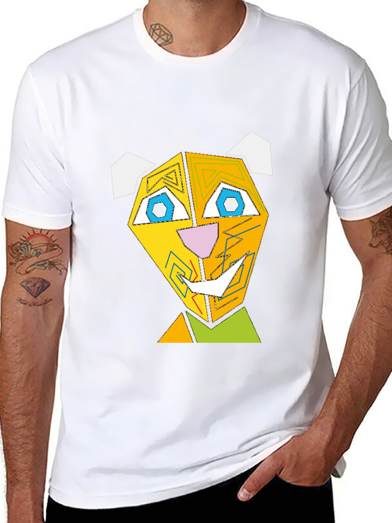Geometric Animal Face Graphic T-Shirt