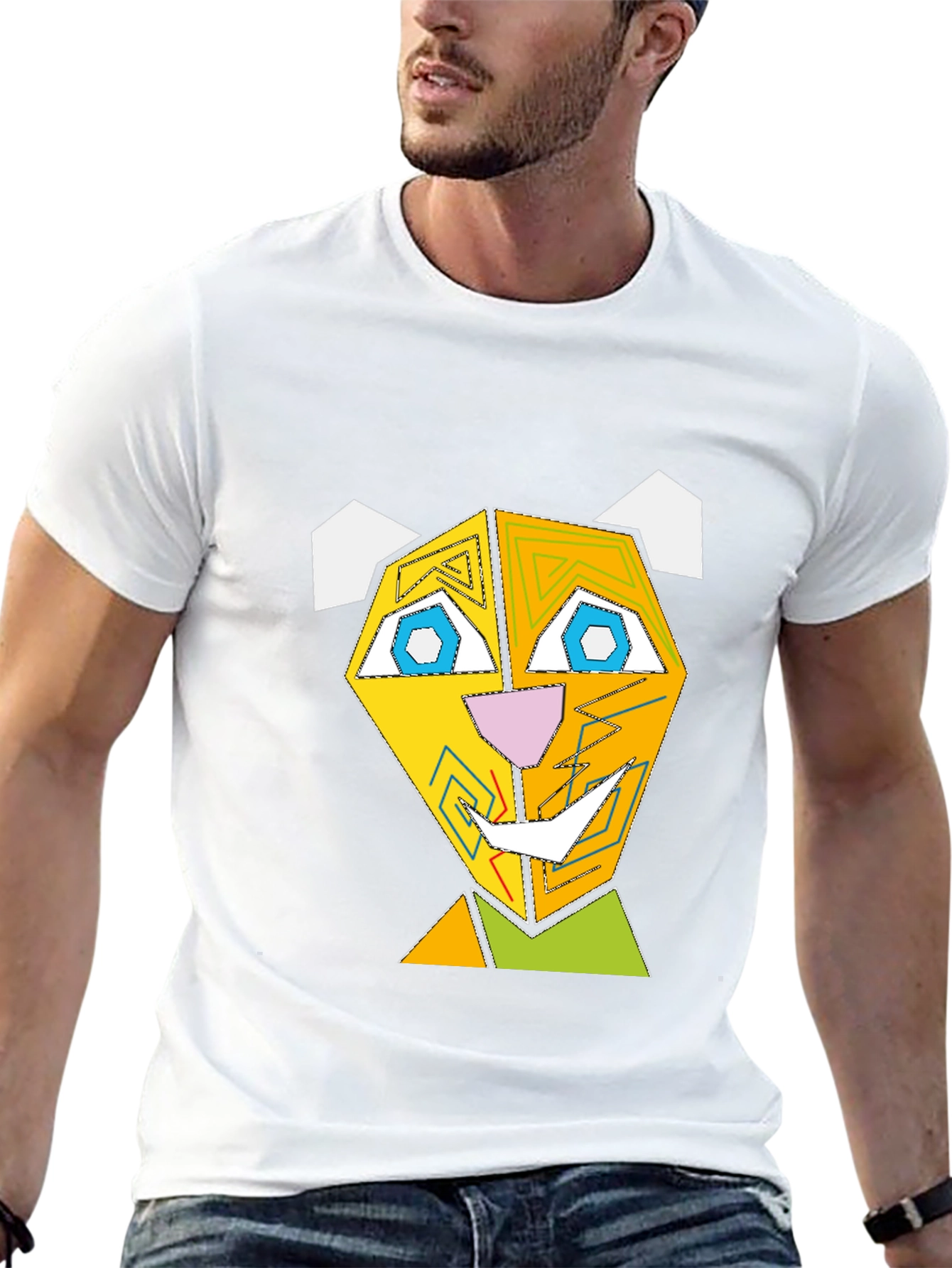 Geometric Animal Face Graphic T-Shirt