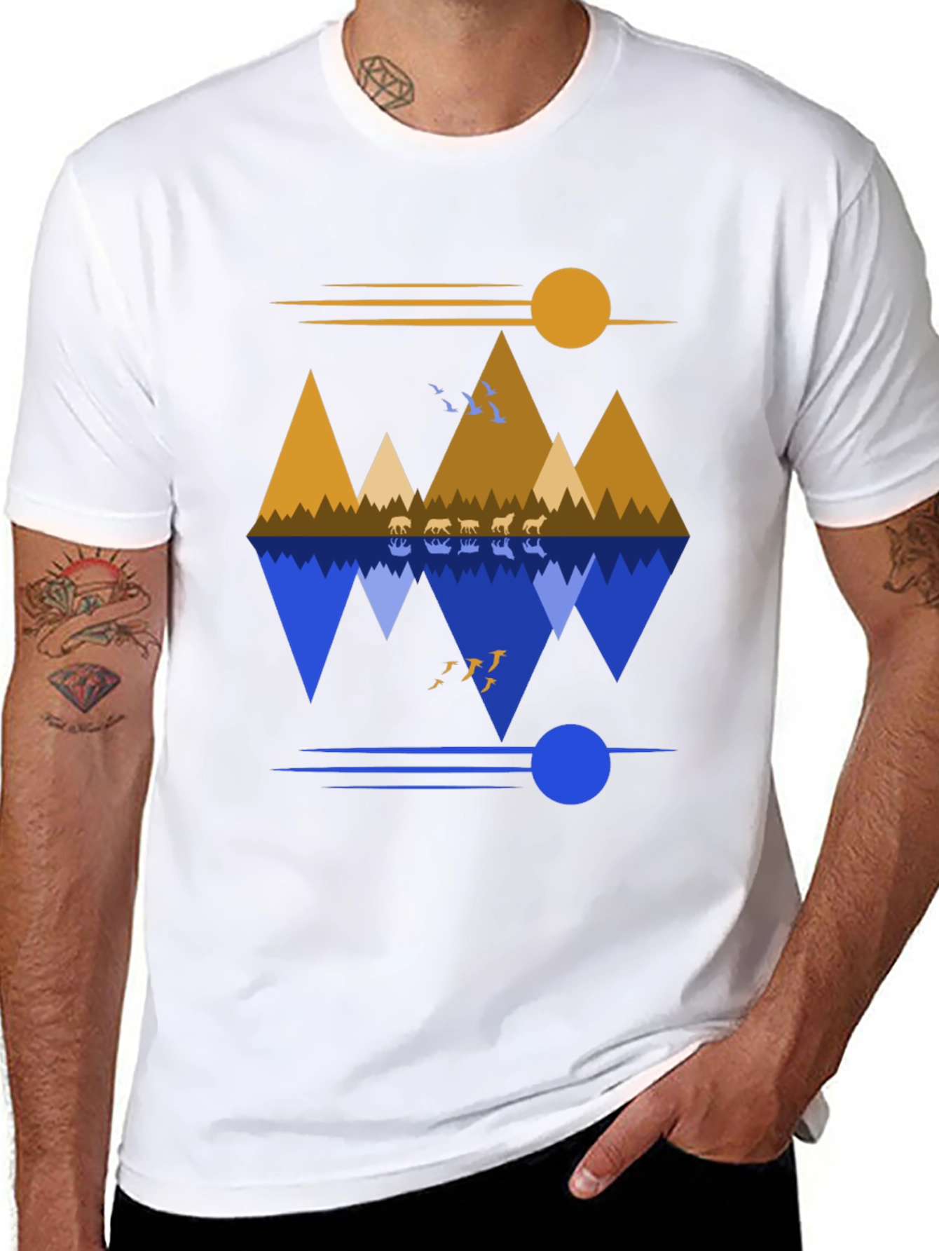 Mountain Reflection Graphic Tee - Nature Inspired Design