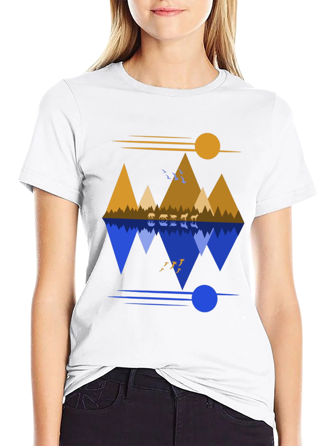Mountain Reflection Graphic Tee - Nature Inspired Design