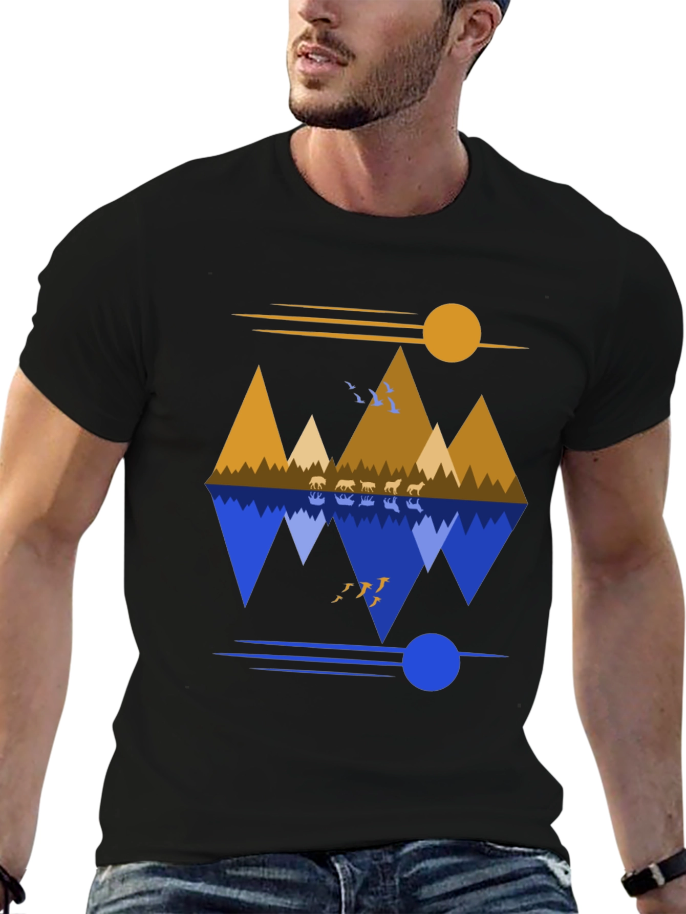 Mountain Reflection Graphic Tee - Nature Inspired Design