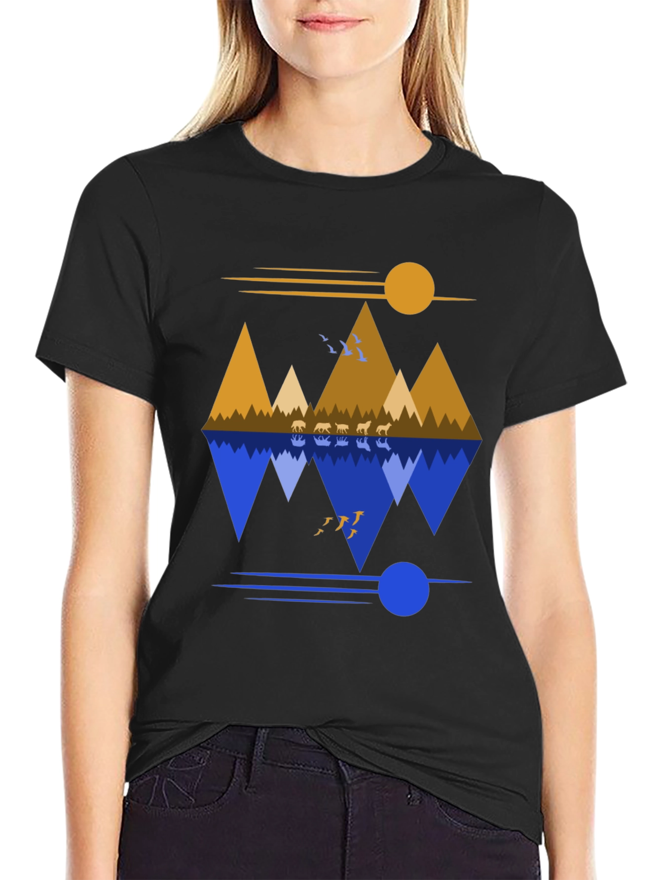 Mountain Reflection Graphic Tee - Nature Inspired Design