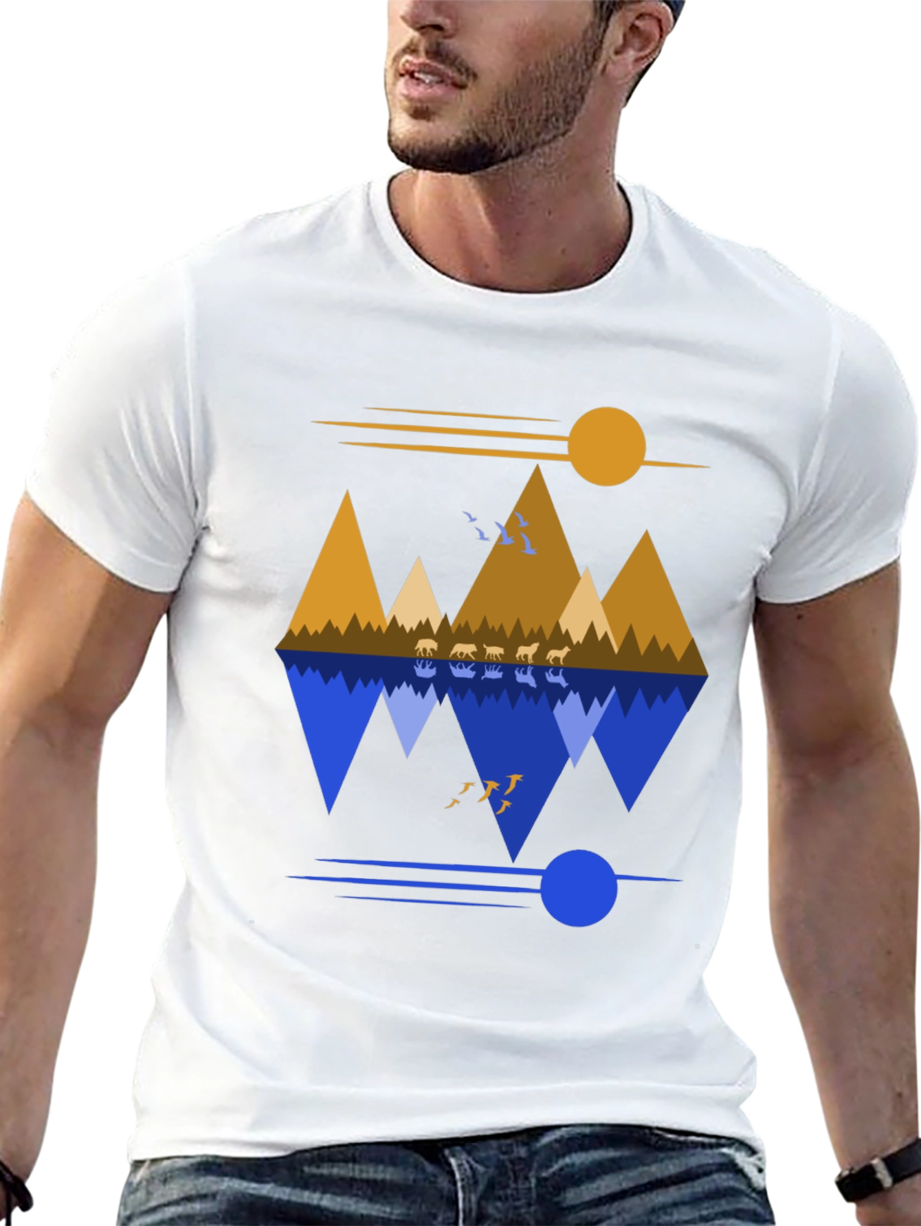 Mountain Reflection Graphic Tee - Nature Inspired Design