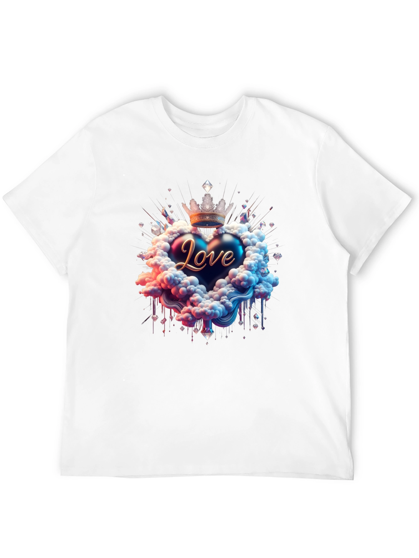Love Heart Crown Graphic Tee - Black