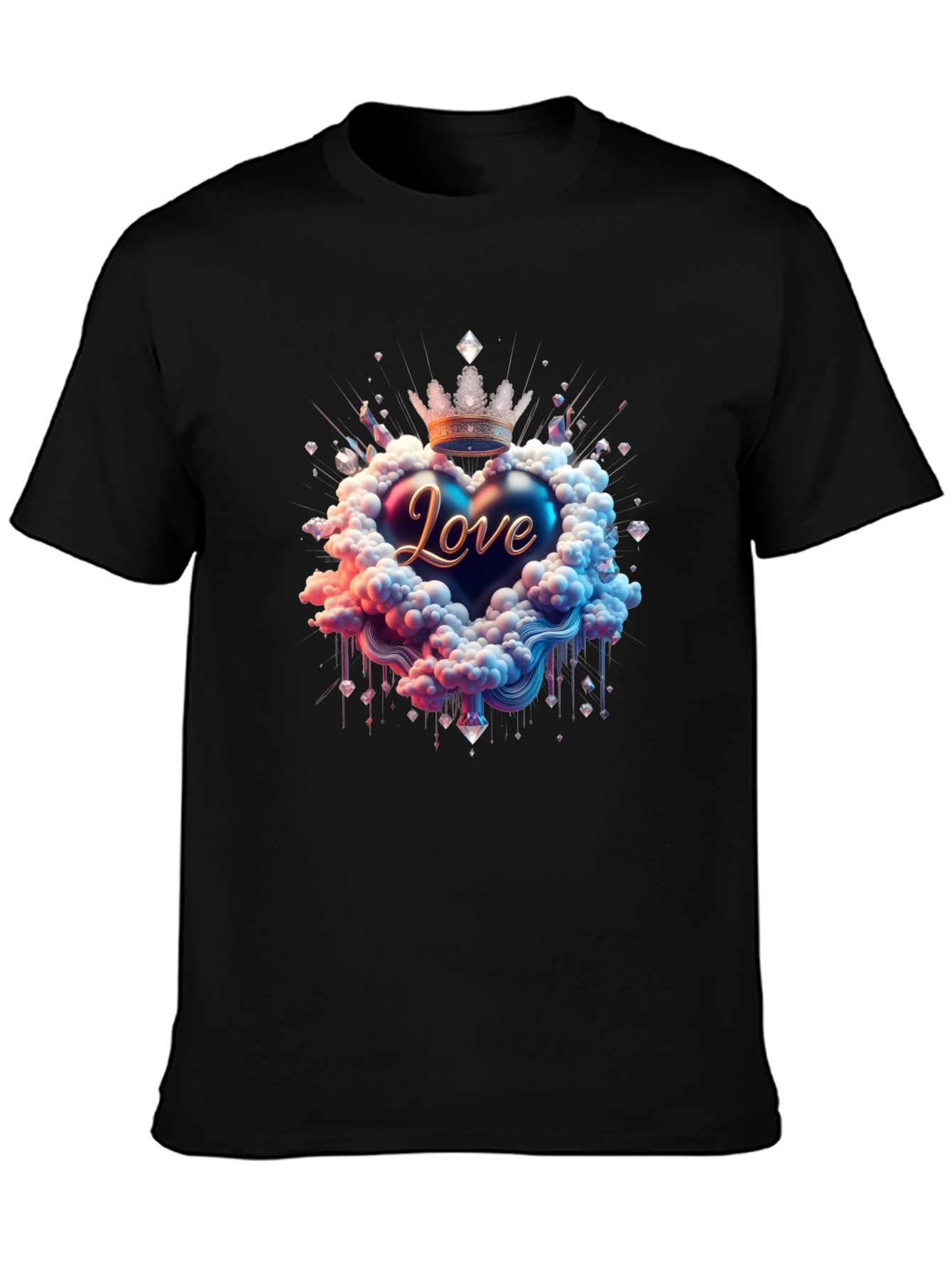 Love Heart Crown Graphic Tee - Black