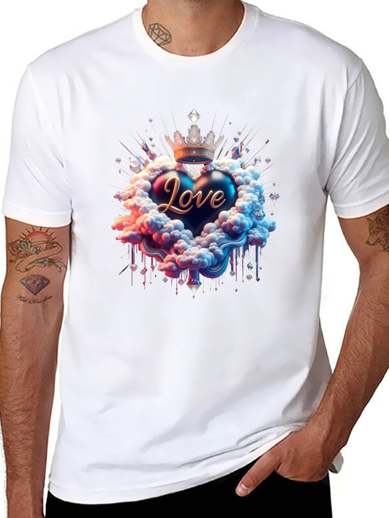 Love Heart Crown Graphic Tee - Black