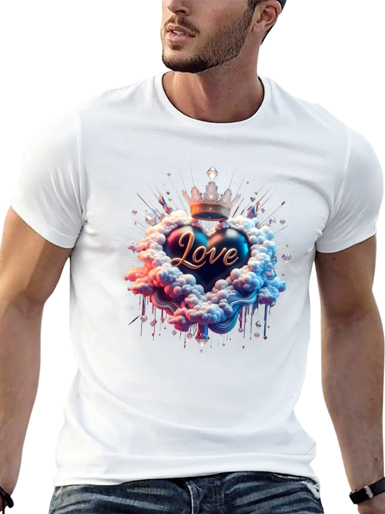Love Heart Crown Graphic Tee - Black