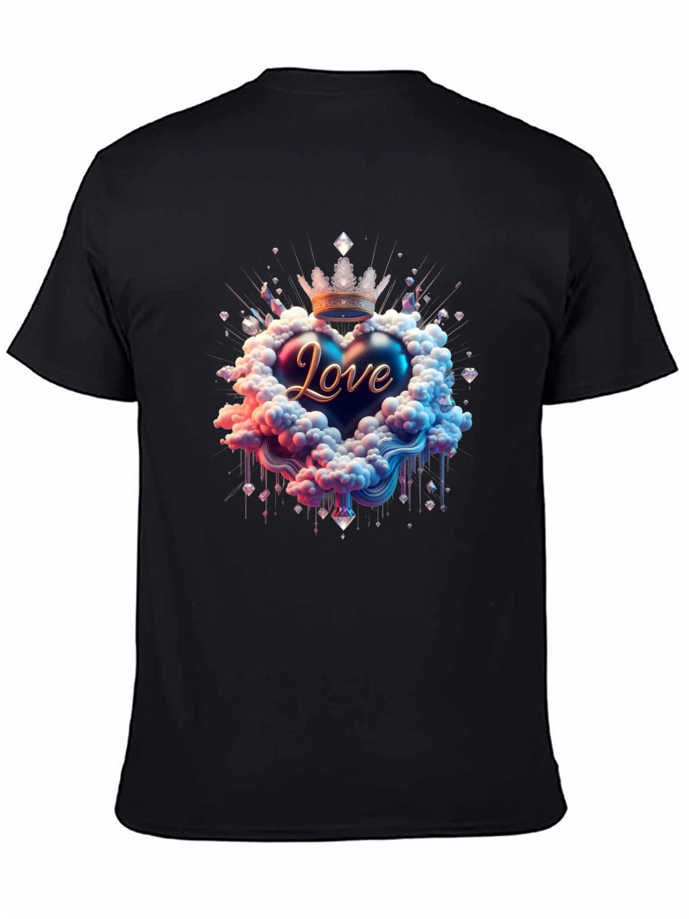 Love Heart Crown Graphic Tee - Black