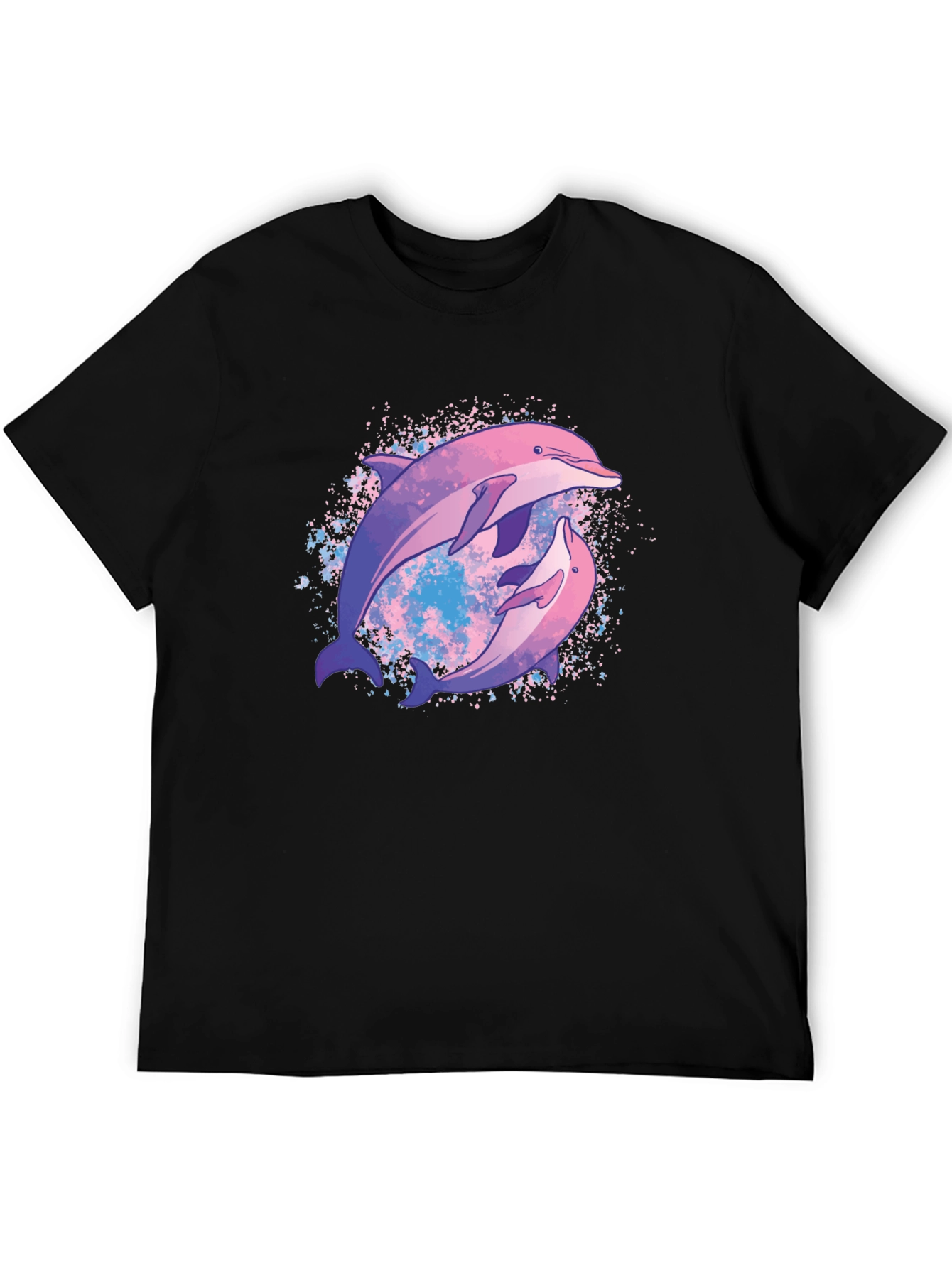Dolphin Duo Graphic Tee - Black Cotton T-Shirt