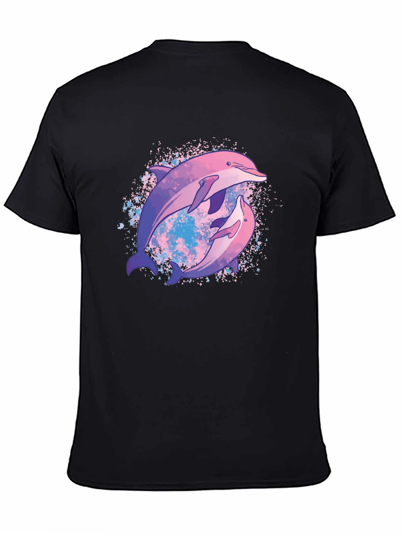 Dolphin Duo Graphic Tee - Black Cotton T-Shirt
