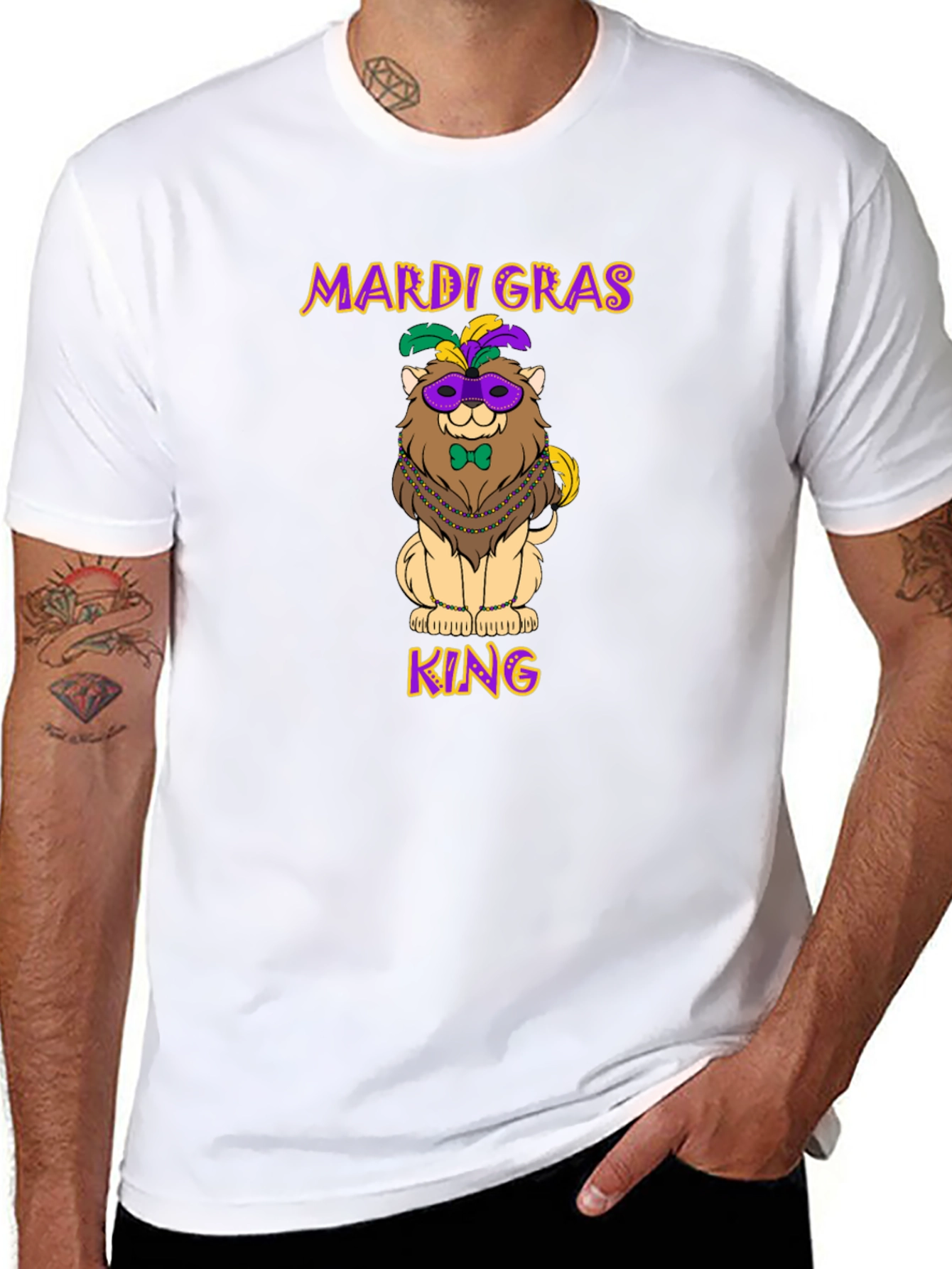 Mardi Gras Lion King Graphic T-Shirt