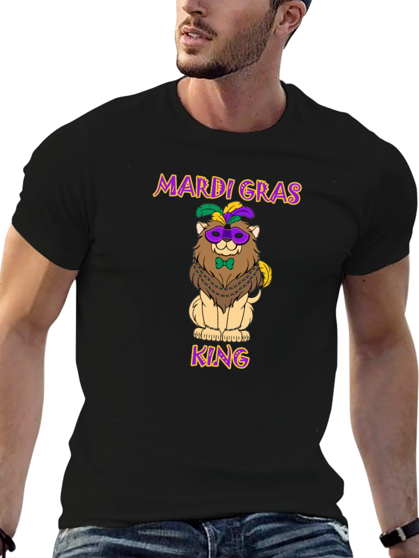 Mardi Gras Lion King Graphic T-Shirt