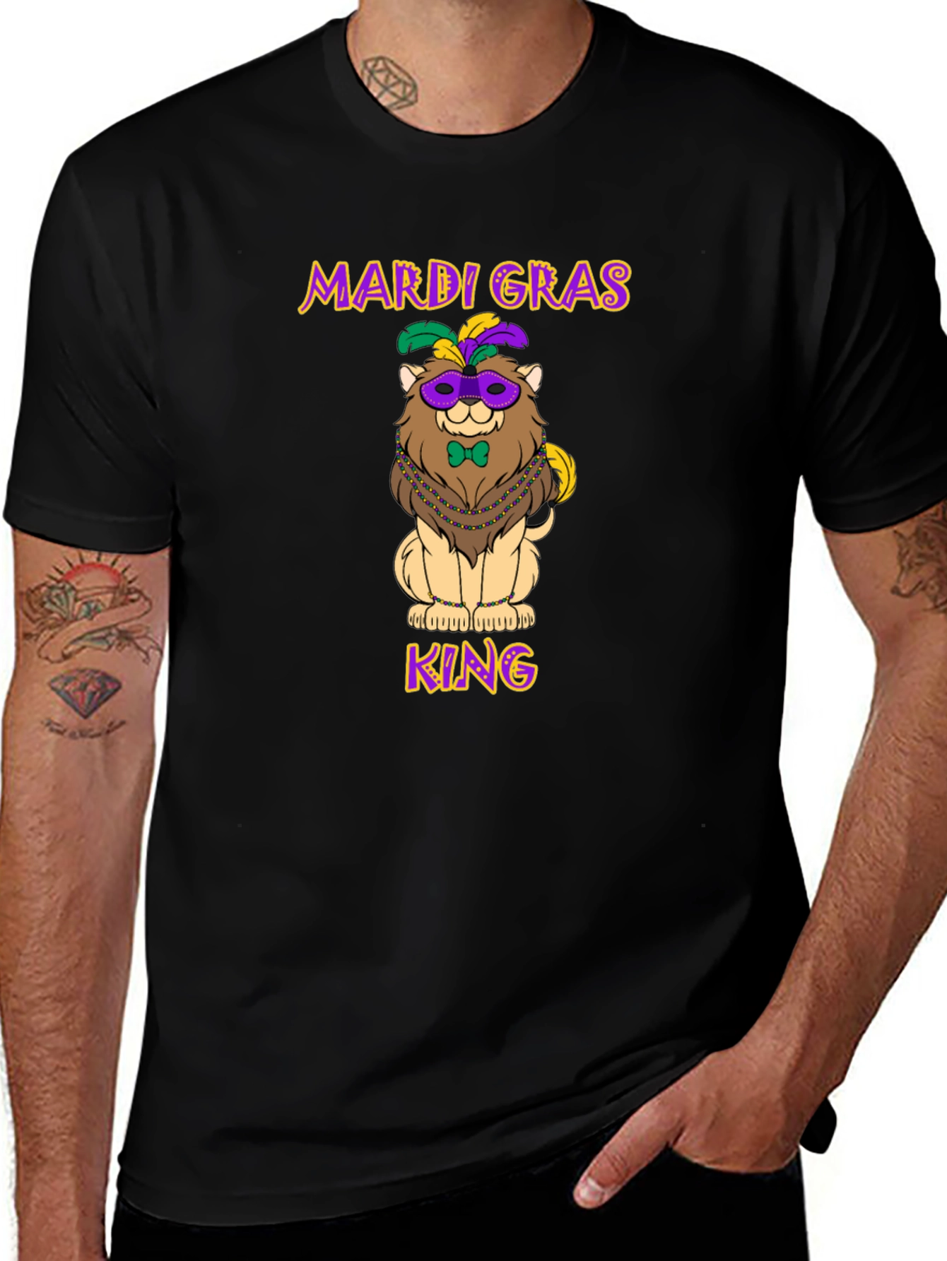 Mardi Gras Lion King Graphic T-Shirt