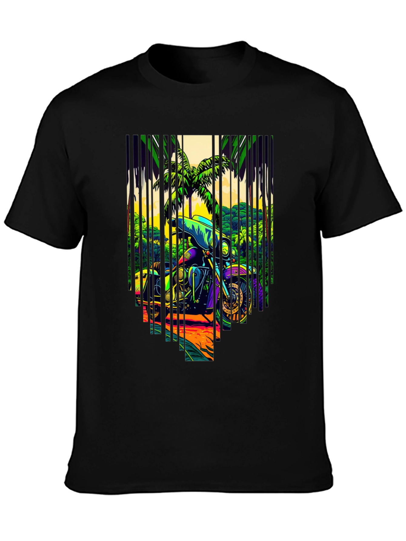 Motorcycle Graphic Tee - Tropical Ride Design