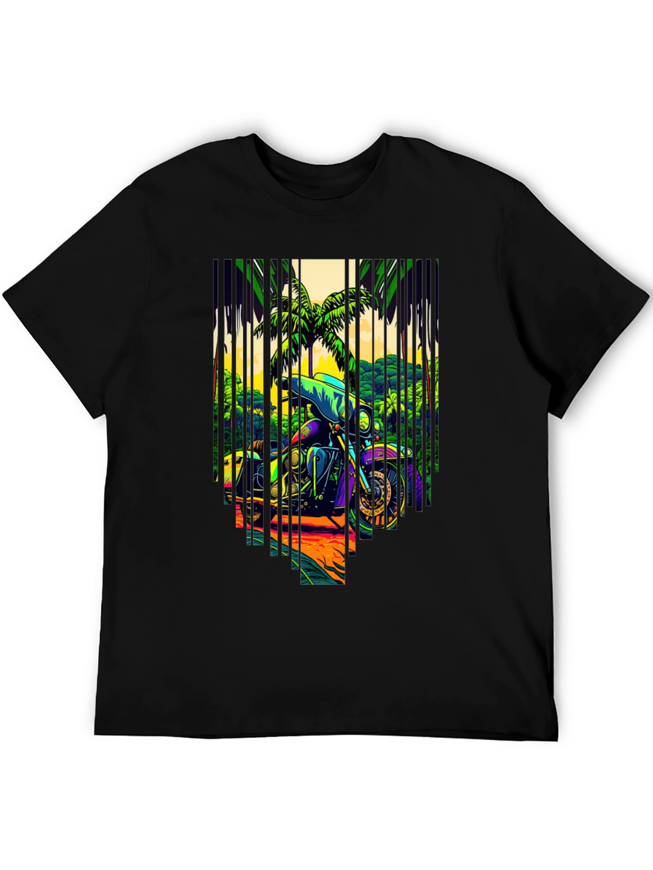 Motorcycle Graphic Tee - Tropical Ride Design