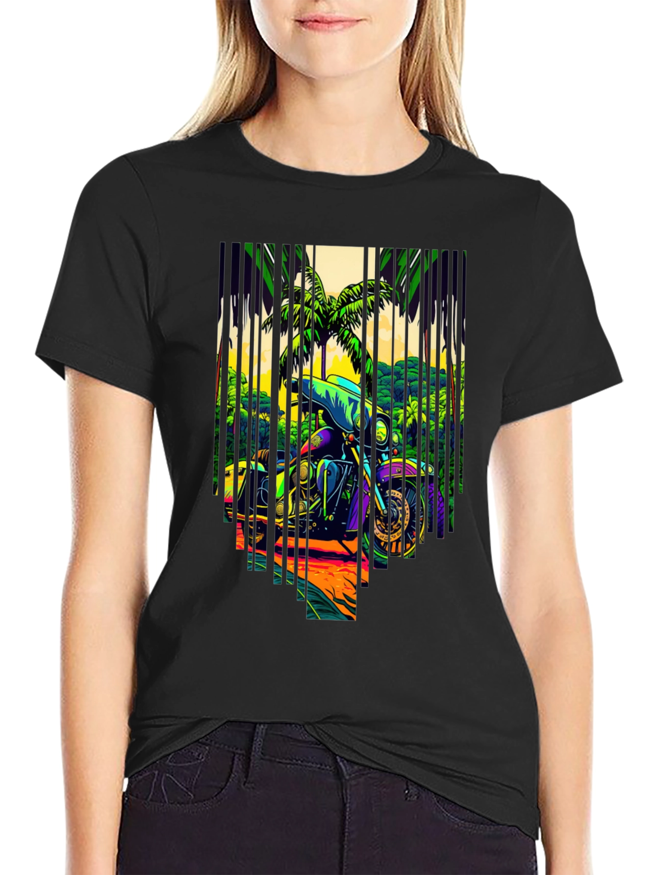 Motorcycle Graphic Tee - Tropical Ride Design