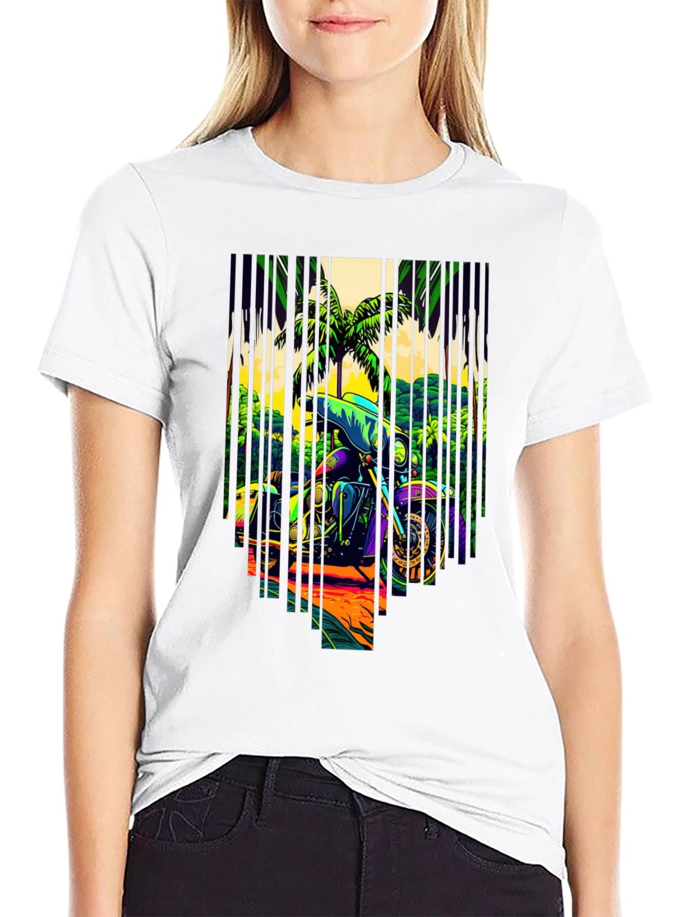 Motorcycle Graphic Tee - Tropical Ride Design