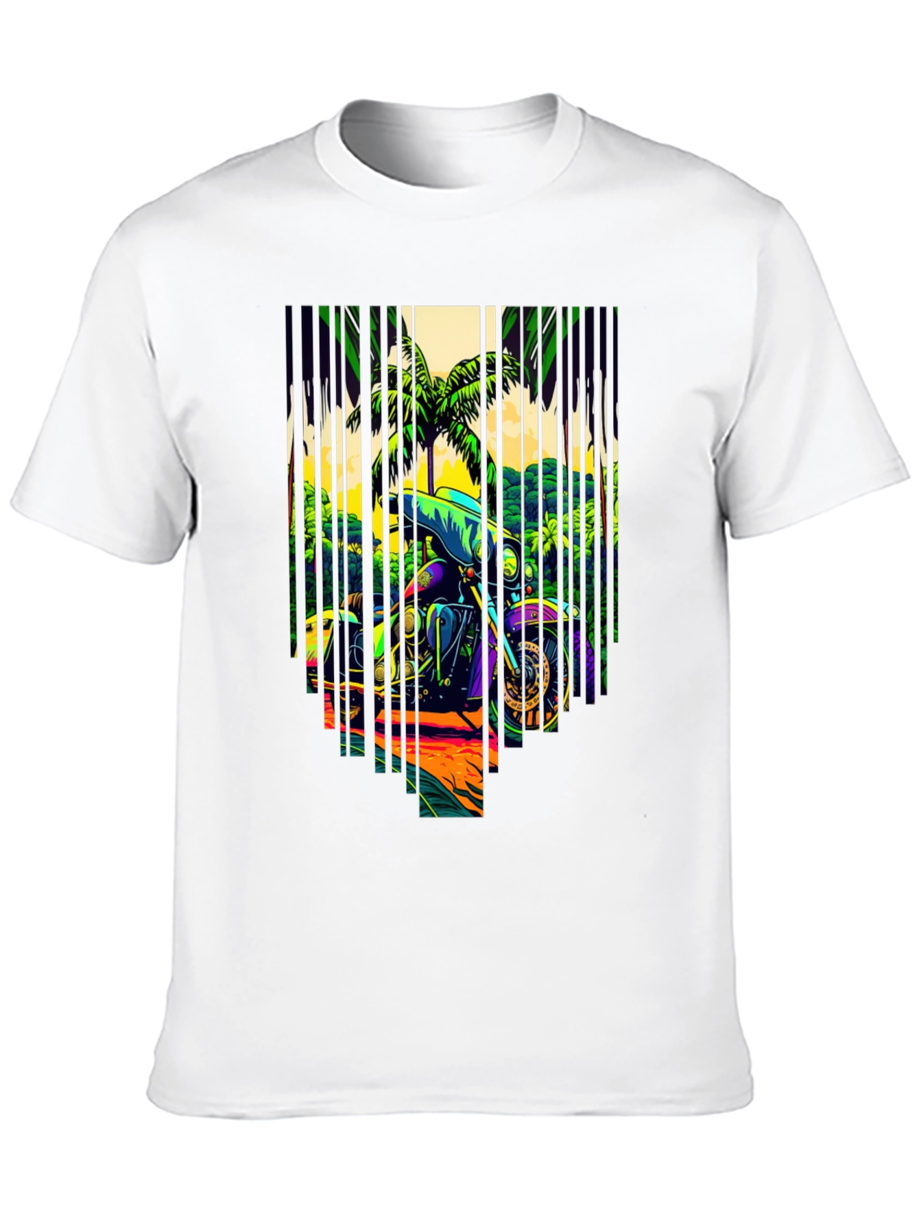 Motorcycle Graphic Tee - Tropical Ride Design