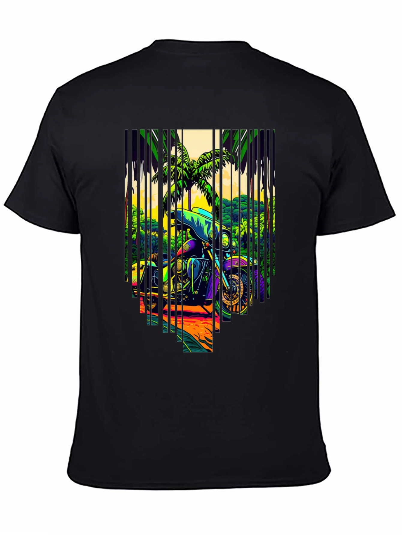 Motorcycle Graphic Tee - Tropical Ride Design